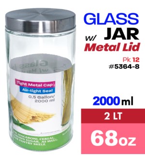 Glass Jar w Metal Lid 68oz - 2Lt