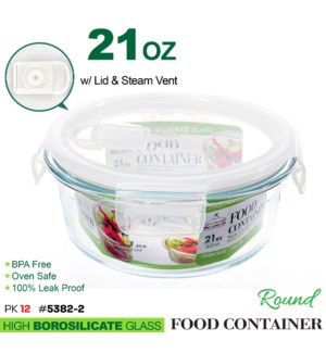 Glass Food container Round 21oz