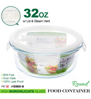 Glass Food container Round 32.12oz