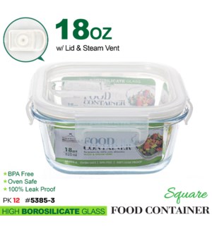 Glass Food container Square 17.58oz