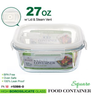 Glass Food container Square 27.05oz