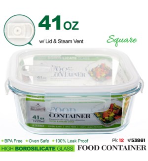 Glass Food container Square 41.25oz