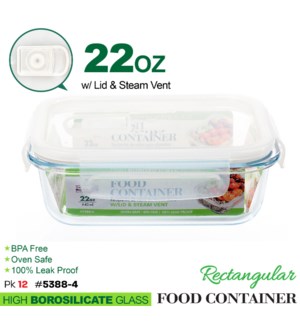 Glass Food container Rectangular 21.64oz