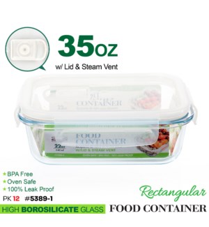 Glass Food container Rectangular 35.17oz