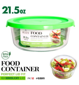 Glass Food container Round 21.5oz