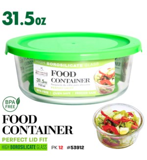 Glass Food container Round 31.5oz