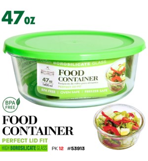 Glass Food container Round 47oz