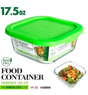 Glass Food container Square 17.5oz