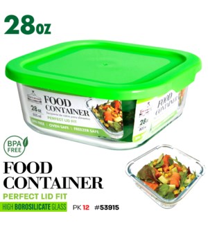 Glass Food container Square 28oz