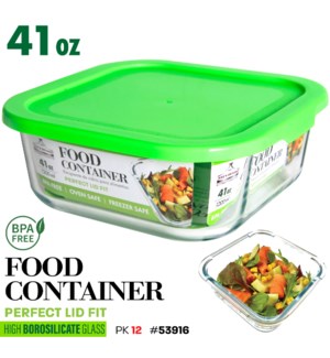 Glass Food container Square 41oz