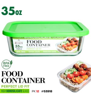 Glass Food container Rectangular 35oz