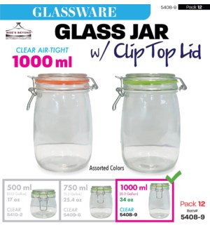 Glass Hermetic Clip Jar 34oz - 1Lt