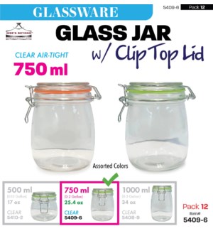 Glass Hermetic Clip Jar 25.4oz