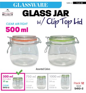 Glass Hermetic Clip Jar 17oz