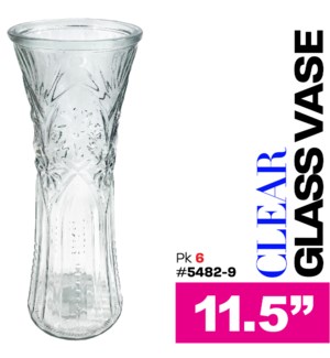 Glass Vase Clear 11.5"