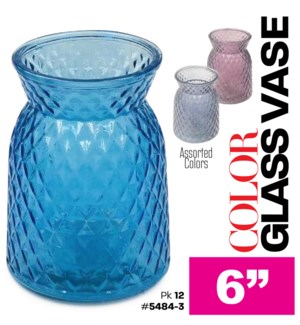 Glass Vase Color 6"H - Asstd