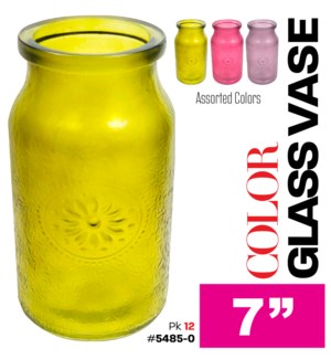 Glass Vase Color 7"H - Asstd