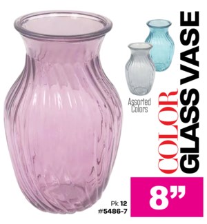 Glass Vase Color 8"H - Asstd