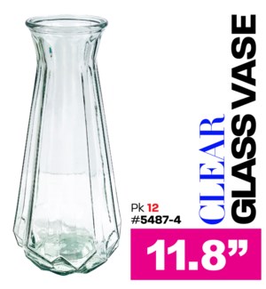 Glass Vase Clear 11.8"