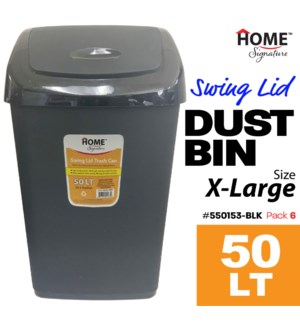 Trash Can Swing Top X-L 50Lt Black