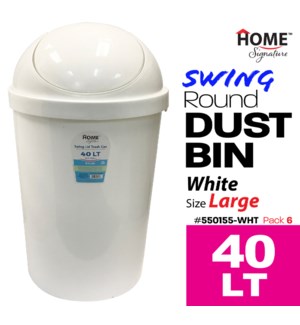 Trash Can Round Swing Top 25Lt White