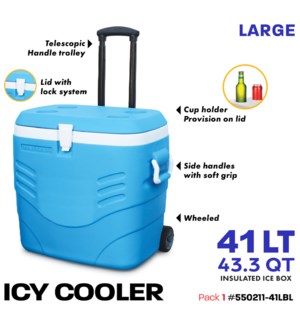 Cooler Trolley w wheels 41Lt (43.3Qt) Blue