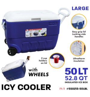 Cooler with wheels 50Lt (52.8Qt) Blue