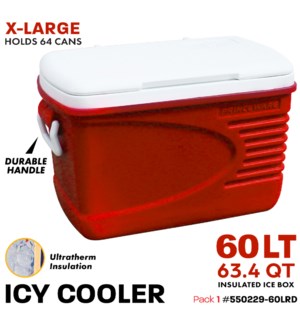 Cooler 60Lt (63.4Qt) Red