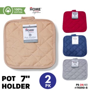 Pot Holder 7x7" Solid Colors 2Pk