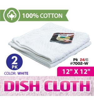 Dishcloth 12x12" Weave White 2Pk