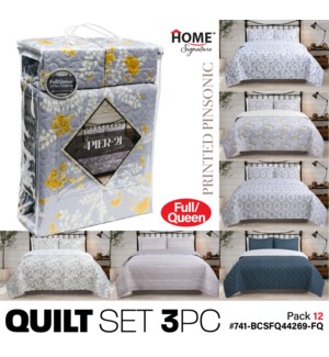 Quilt Set Full/Queen Printed Mix-2 3Pc Set