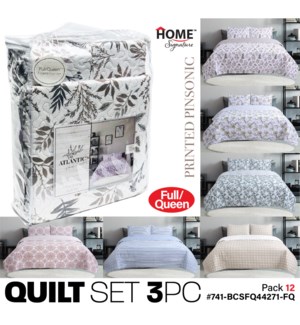 Quilt Set Full/Queen Printed Mix-3 3Pc Set