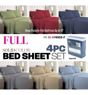 Bed Sheet Set Full Solid Colors 4Pc