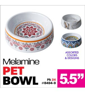 Melamine Pet 5.5" Cat Bowl - Asst Design