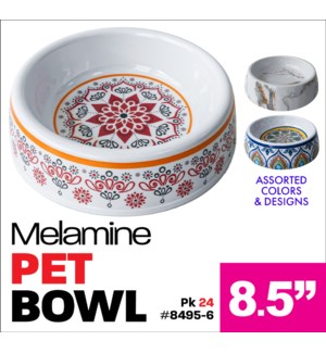 Melamine Pet - 8.5" Dog Bowl - AsstDesign