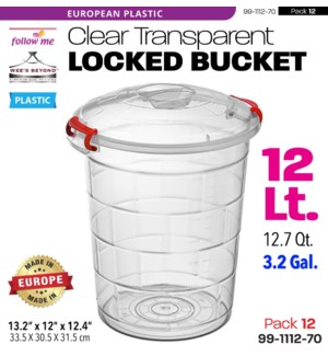 Plastic Storage Round Clear Locked 12Lt