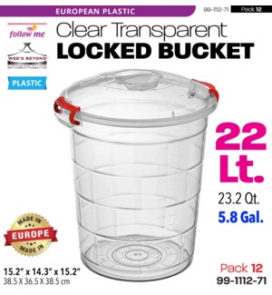 Plastic Storage Round Clear Locked 22Lt.