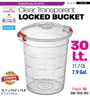 Plastic Storage Round Clear Locked 30Lt.