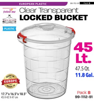 Plastic Storage Round Clear Locked 45Lt.