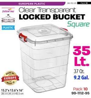 Plastic Storage Square Clear Locked 35Lt.