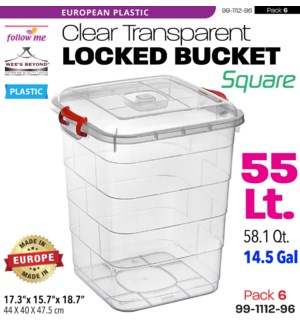 Plastic Storage Square Clear Locked 55Lt.