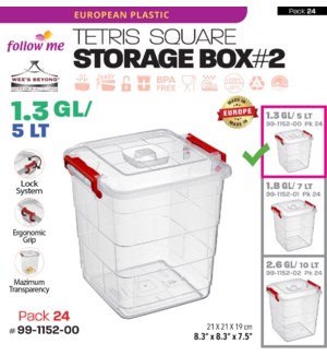 Plastic Storage Square Clear Locked 5Lt