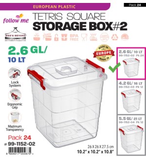 Plastic Storage Square Clear Locked 10Lt