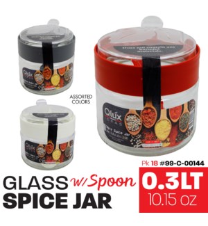 Glass Spice Jar 10.15oz W/ Spoon