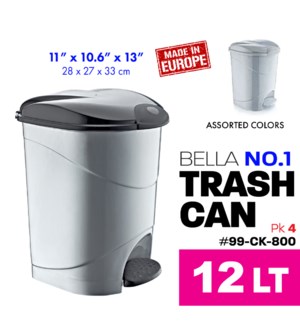 Trash Can Bella 12Lt Step-On