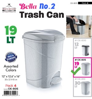 Trash Can Bella 19Lt Step-On