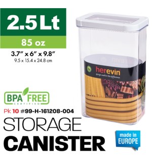 Plastic Food Storage Canister-White 2.5Lt