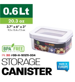 Plastic Food Storage Canister-White .6Lt