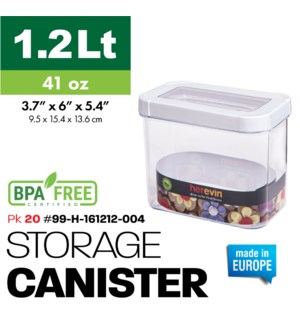 Plastic Food Storage Canister-White 1.2Lt