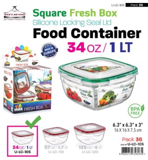 Plastic Food Container Square 1Lt.